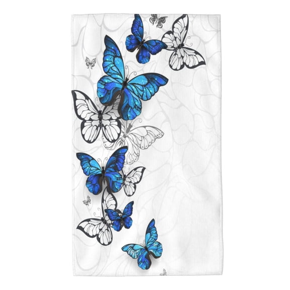 Kdxio Hand Towel Blue Flying Butterflies for Bathroom Kitchen Fingertip Bath Towels 27.5 x 16 Inch Home Hotel Gym Laundry Room