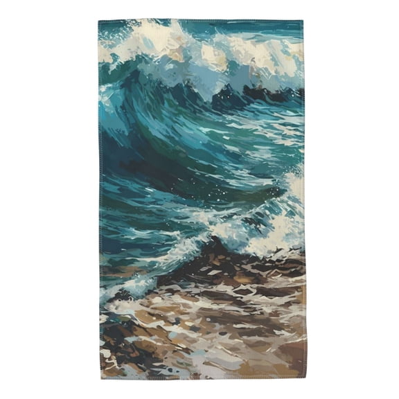 Kdxio Hand Towel Blue Ocean Waves for Bathroom Kitchen Fingertip Bath Towels 27.5 x 16 Inch Home Hotel Gym Laundry Room