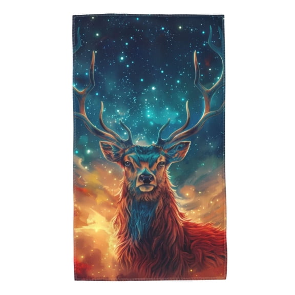 Kdxio Hand Towel Celestial Stag Cosmic Glow for Bathroom Kitchen Fingertip Bath Towels 27.5 x 16 Inch Home Hotel Gym Laundry Room
