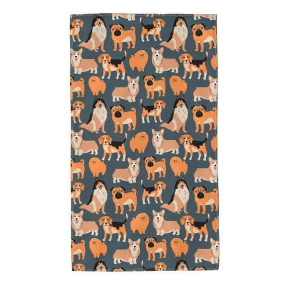 Kdxio Hand Towel Corgi Collie Pug for Bathroom Kitchen Fingertip Bath Towels 27.5 x 16 Inch Home Hotel Gym Laundry Room