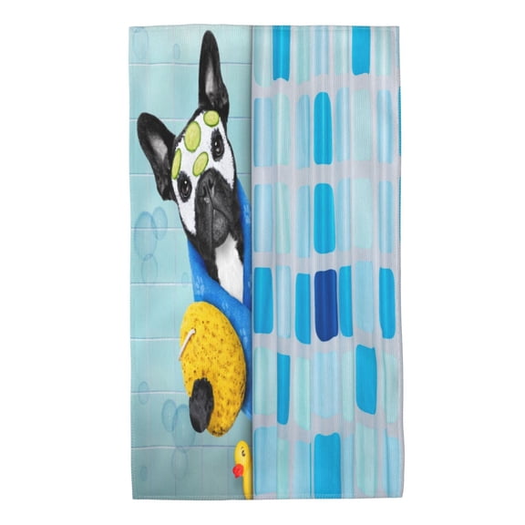 Kdxio Hand Towel French Bulldog Dog in a Bathtub for Bathroom Kitchen Fingertip Bath Towels 27.5 x 16 Inch Home Hotel Gym Laundry Room