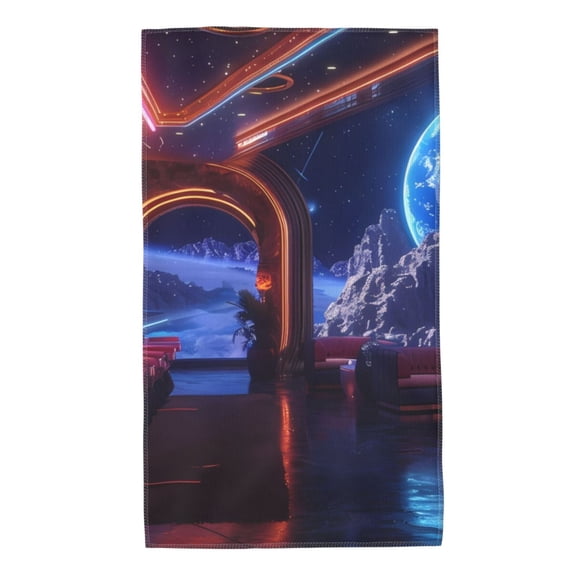 Kdxio Hand Towel Futuristic Bar Space View for Bathroom Kitchen Fingertip Bath Towels 27.5 x 16 Inch Home Hotel Gym Laundry Room