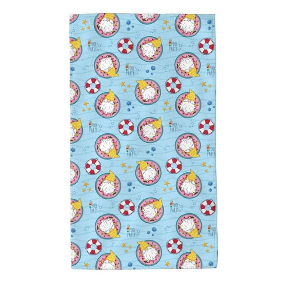 Kdxio Hand Towel Gnome On A Watermelon Mattress In The Pool for Bathroom Kitchen Fingertip Bath Towels 27.5 x 16 Inch Home Hotel Gym Laundry Room