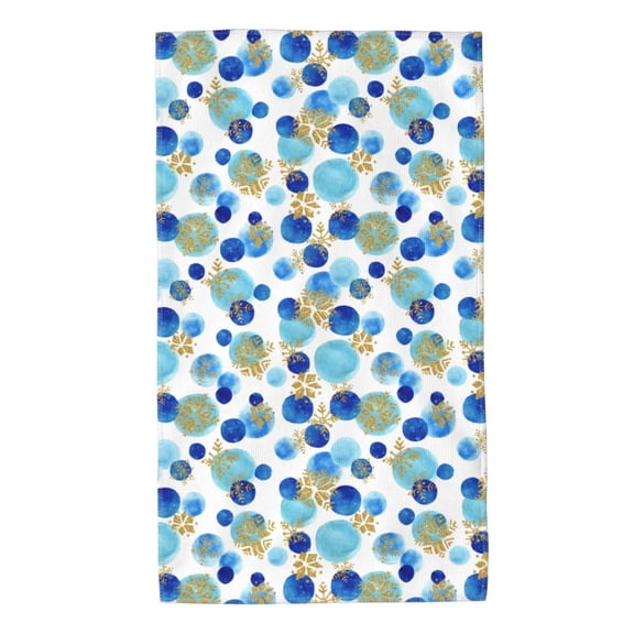 Kdxio Hand Towel Golden Blue Snowflakes for Bathroom Kitchen Fingertip Bath Towels 27.5 x 16 Inch Home Hotel Gym Laundry Room