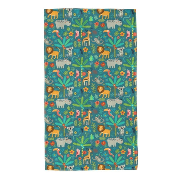 Kdxio Hand Towel Jungle Animals for Bathroom Kitchen Fingertip Bath Towels 27.5 x 16 Inch Home Hotel Gym Laundry Room