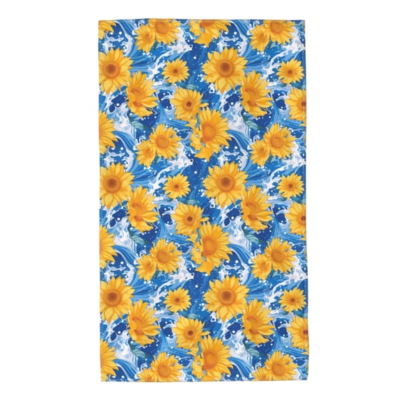 Kdxio Hand Towel Ocean Wave Sunflower for Bathroom Kitchen Fingertip Bath Towels 27.5 x 16 Inch Home Hotel Gym Laundry Room