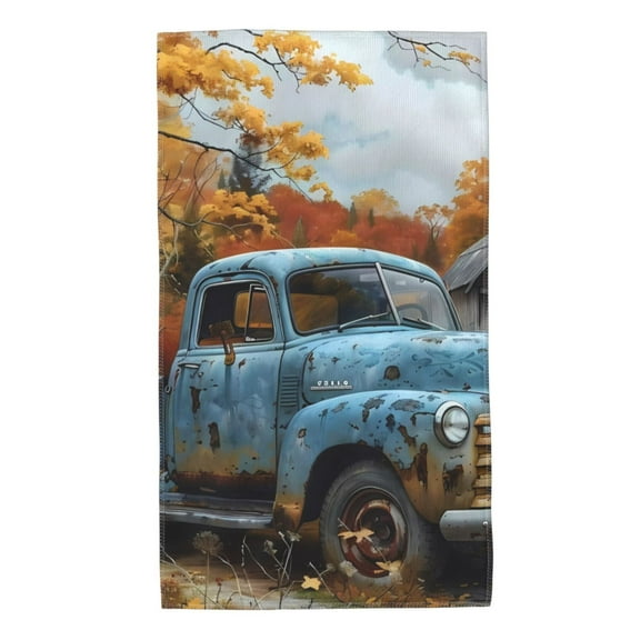 Kdxio Hand Towel Rustic Vintage Truck Autumn for Bathroom Kitchen Fingertip Bath Towels 27.5 x 16 Inch Home Hotel Gym Laundry Room