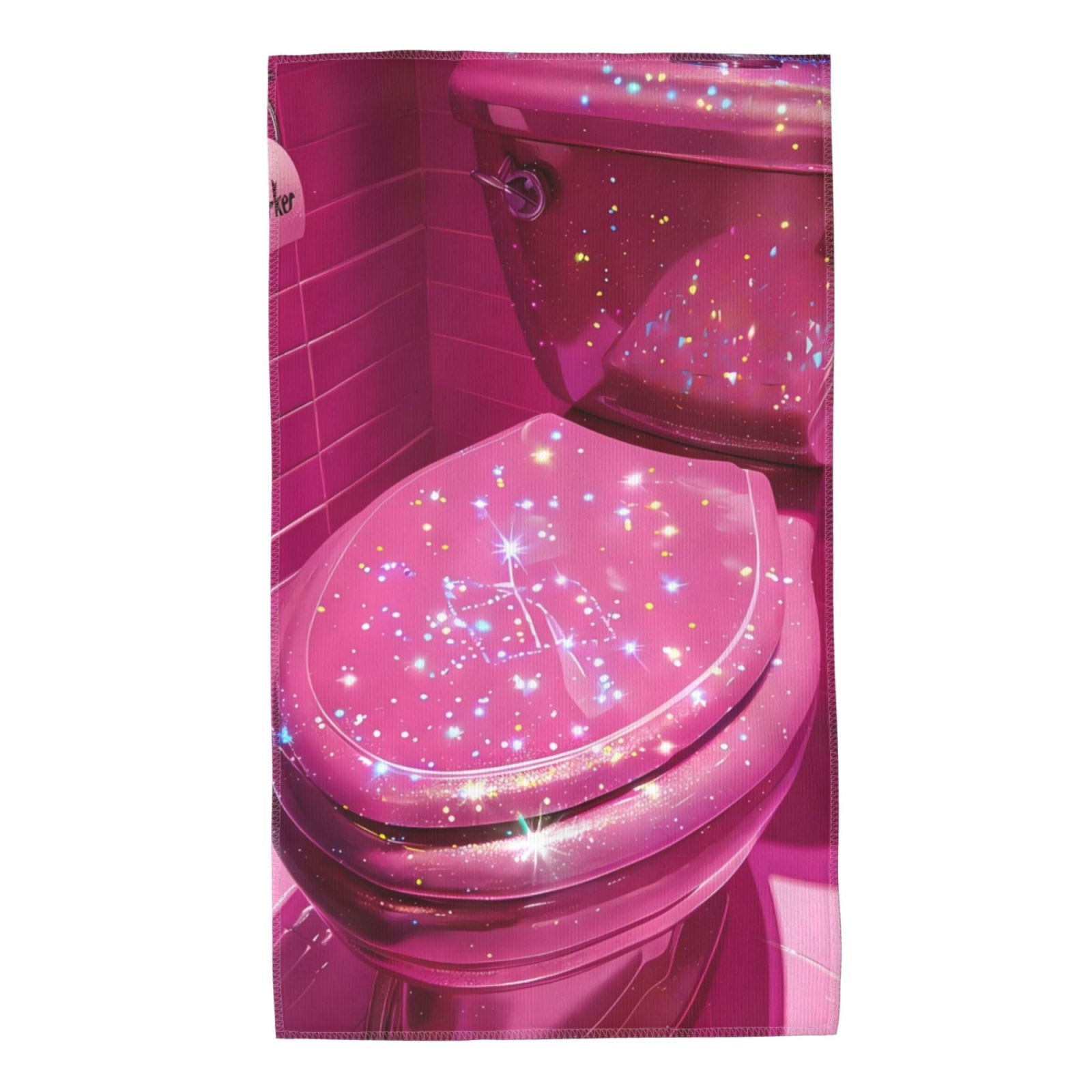 Kdxio Hand Towel Sparkling Pink Toilet for Bathroom Kitchen Fingertip ...