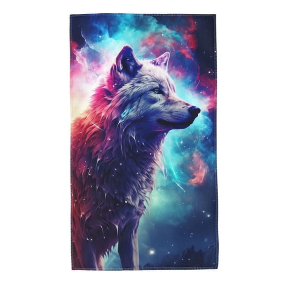 Kdxio Hand Towel Starry Multicolored Wolf for Bathroom Kitchen Fingertip Bath Towels 27.5 x 16 Inch Home Hotel Gym Laundry Room