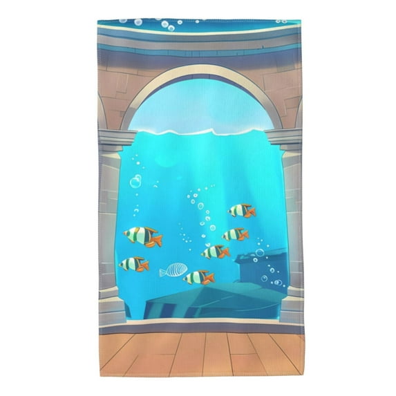 Kdxio Hand Towel Underwater Aquarium Arches for Bathroom Kitchen Fingertip Bath Towels 27.5 x 16 Inch Home Hotel Gym Laundry Room