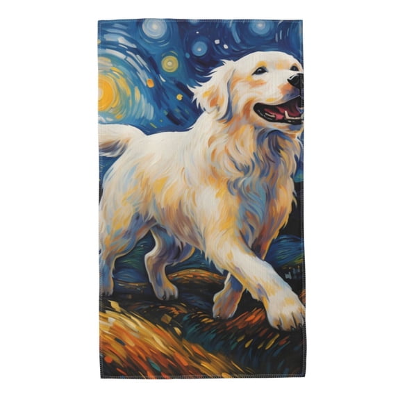 Kdxio Hand Towel Vintage Starry Sky Labrador for Bathroom Kitchen Fingertip Bath Towels 27.5 x 16 Inch Home Hotel Gym Laundry Room