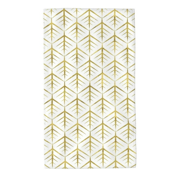 Kdxio Hand Towel White And Gold Geometry for Bathroom Kitchen Fingertip Bath Towels 27.5 x 16 Inch Home Hotel Gym Laundry Room