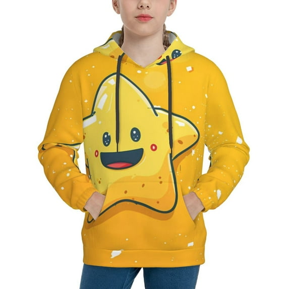 Kdxio Happy Cartoon Star Pattern Boys Athletic Unisex Boys Girls Hoodie with Pocket Sweatshirts-Large