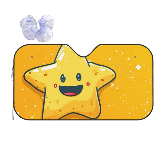 Kdxio Happy Cartoon Star Print Front Windshield Sun Shade,Folding Auto Sunshade for Car Truck SUV-Medium