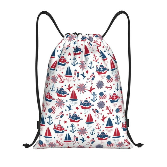 Kdxio Happy Columbus Day Print Drawstring Backpack Bag,Waterproof Draw String Back Sack, Gym Drawstring Bags Swim Bag For Unisex