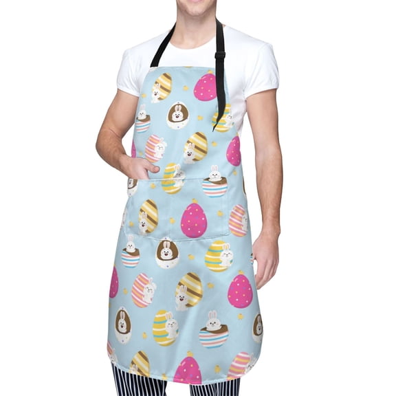 Kdxio Happy Easter Apron with Pockets Adjustable Kitchen Aprons for Men Women Waterproof Aprons for Cooking,Drawing,Crafting, Baking Household Cleaning