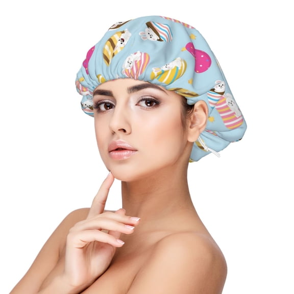Kdxio Happy Easter Pattern Satin Bonnet Silk Bonnet Hair Bonnet for Sleeping Hair Bonnets for Women Curly Natural Hair