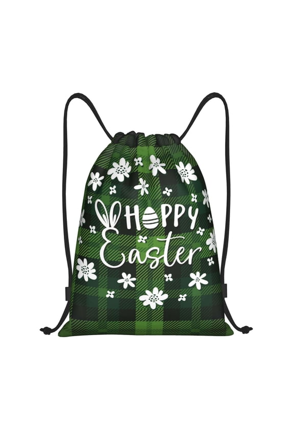 Happy Easter Print Drawstring Backpack Bag,Waterproof Draw String Back Sack, Gym Drawstring Bags Swim Bag For Unisex