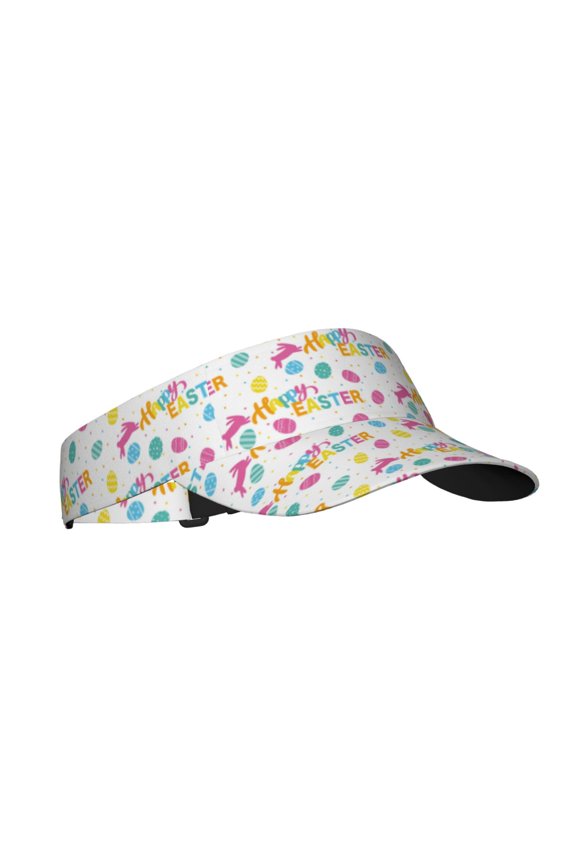 Happy Easter Print Sun Visor Hat Golf Visor Adjustable Velcro Outdoor Sports Cap for Men Women