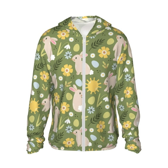 Kdxio Happy Easter Print Women Men Sun Protection UPF 50+ Jackets Zip Up Long Sleeve Hoodie Hiking Lightweight with Pockets