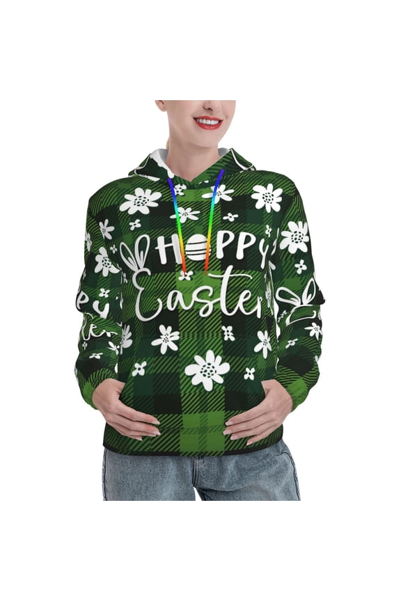 Happy Easter Print Womens Oversized Hoodies Sweatshirts Hooded Pullover Tops Sweaters Casual-Medium
