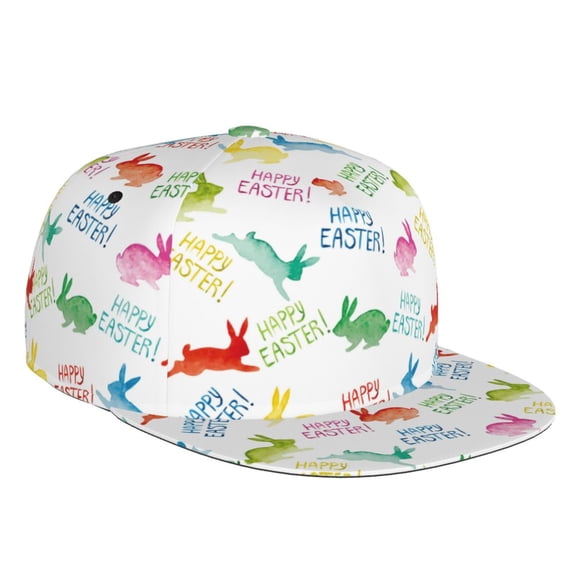 Kdxio Happy Easter Rabbit Print Snapback Hat for Men Women,Adjustable Baseball Cap