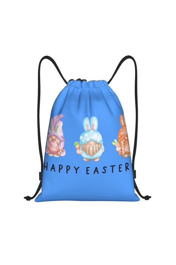 Happy Easter Sunflower Gnomes,Cute Gnome Print Drawstring Backpack Bag,Waterproof Draw String Back Sack, Gym Drawstring Bags Swim Bag For Unisex