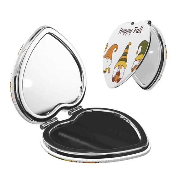 Kdxio Happy Fall Pocket Mirror, 1X/2X Travel Makeup Mirror 2-Sided Folding Small Mirror Portable Double-Sided Magnifying Cosmetic Mirror for Gift-Heart Shape