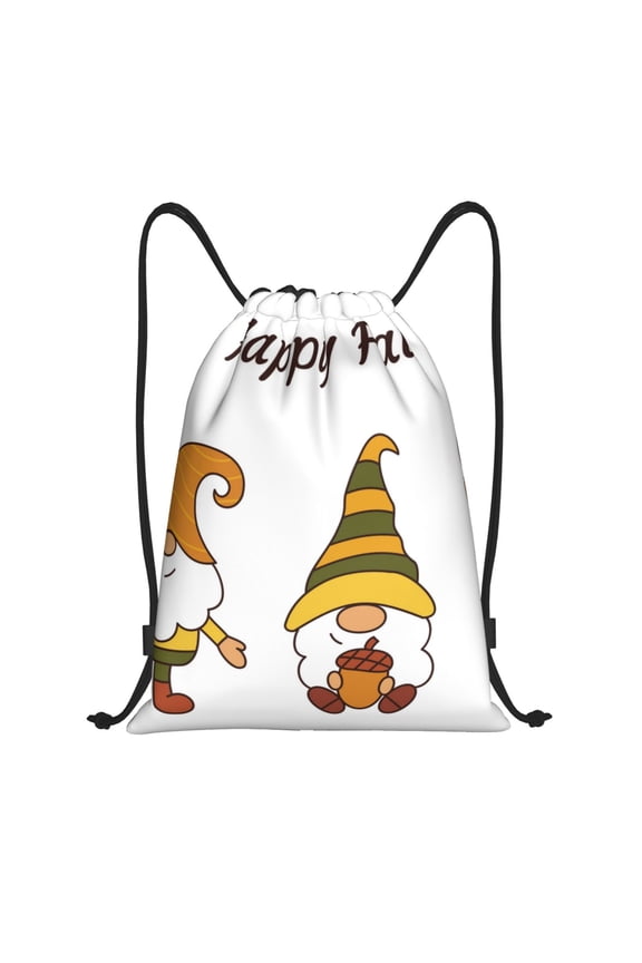 Happy Fall Print Drawstring Backpack Bag,Waterproof Draw String Back Sack, Gym Drawstring Bags Swim Bag For Unisex
