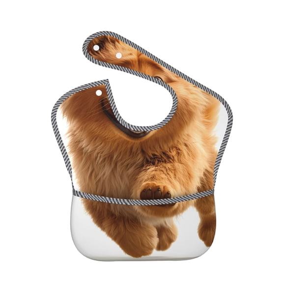 Kdxio Happy Fluffy Running Dog Bibs For Babies, Baby Bibs for Eating, Toddler Bibs, Waterproof Bibs, Feeding Bibs, for Toddlers, Boys, Girls