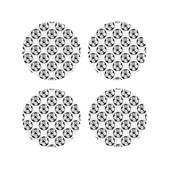 Kdxio Happy Football Funny Coasters,4 Pcs Leather Coasters,Housewarming Gifts,Protect Furniture from Water Marks Scratch and Damage