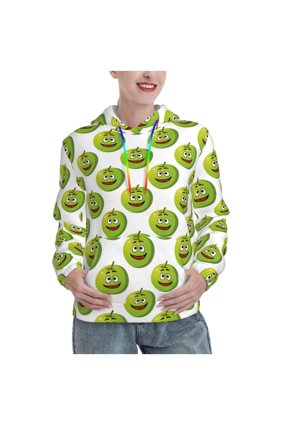Happy Fruit Print Womens Oversized Hoodies Sweatshirts Hooded Pullover Tops Sweaters Casual-Small