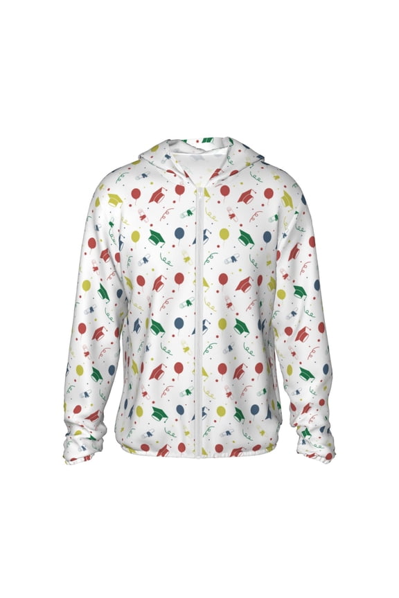 Happy Graduation Print Women Men Sun Protection UPF 50+ Jackets Zip Up Long Sleeve Hoodie Hiking Lightweight with Pockets