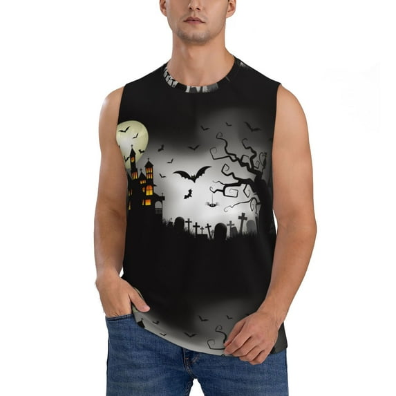 Kdxio Happy Halloween 1 for Men's Muscle T-shirt,Sleeveless for Workout Running Athletic Gym Lounge Casual