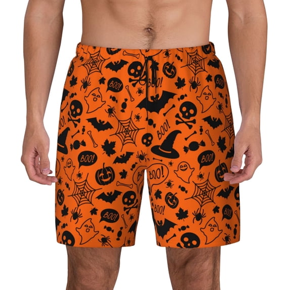 Kdxio Happy Halloween 6 Print Men'S Swim Trunks With Compression Liner 7 Inch Inseam Quick Dry Swim Shorts
