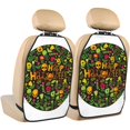 thumbnail image 1 of Kdxio Happy Halloween Floral Print 2 Pack Car Kick Mat Seat Cover Back Protector Mat with Pockets for Organizer Backseat Protector and Storage Anti Kick Pad for Vehicles, 1 of 6