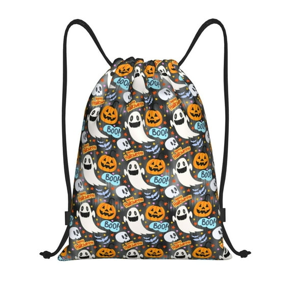 Kdxio Happy Halloween2 Print Drawstring Backpack Bag,Waterproof Draw String Back Sack, Gym Drawstring Bags Swim Bag For Unisex