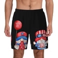 thumbnail image 1 of Kdxio Happy Independence Day Gnome Print Men's Swim Trunks with Compression Liner 7 Inch Inseam Quick Dry Swim Shorts, 1 of 5
