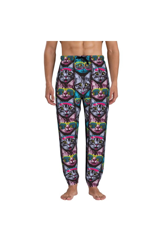 Happy Kitten Faces Pattern Joggers,Sweatpants for Men with Pockets-Small
