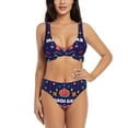 thumbnail image 1 of Kdxio Happy Mardi Gras Print Women's 2 Piece High Waisted Wrap Spaghetti Strap Summer Swimsuit Bikini Set-XX-Large, 1 of 7