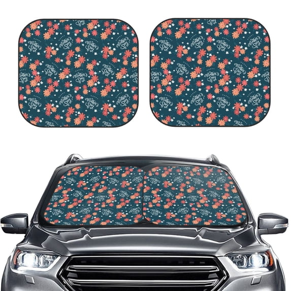 Kdxio Happy Mother'S Day Print 2-Piece Sun Shade Front Windshield - Foldable Car Front Window Sunshades For Most Sedans Suv Truck