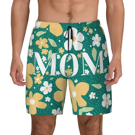 Kdxio Happy Mother'S Day1 Print Men'S Swim Trunks With Compression Liner 7 Inch Inseam Quick Dry Swim Shorts