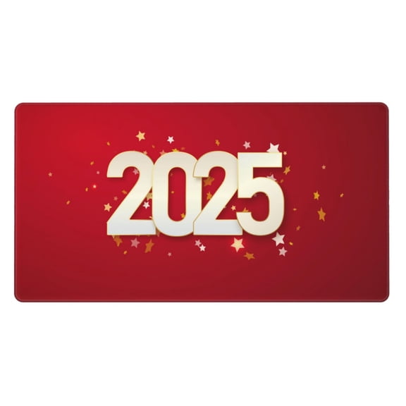 Kdxio Happy New 2025 Year Print Large Gaming Mouse Pad,Non-Slip Base,Water Resist Keyboard Pad for Gamer,Office & Home,29.5 x 15.8 in