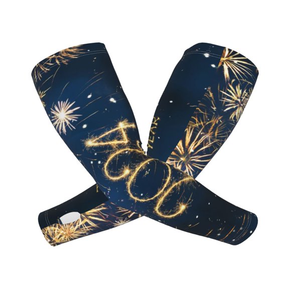 Kdxio Happy New Year 2024 (3) Print UV Sun Protection Arm Sleeves - Tattoo Cover Up - Basketball Arm Sleeve UPF 50 Cooling for Men Women
