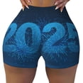 thumbnail image 1 of Kdxio Happy New Year 2025 A Print Workout Shorts for Women Seamless Soft Smooth Gym Yoga Scrunch Active Shorts, 1 of 5