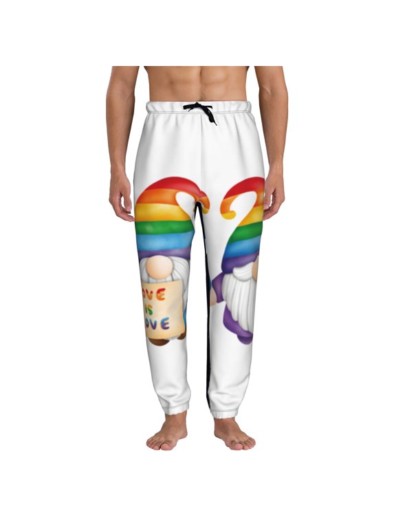 Happy Pride Gnome Pattern Joggers,Sweatpants for Men with Pockets-XX-Large