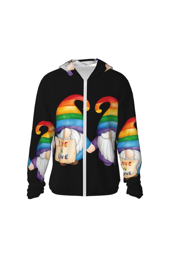 Happy Pride Gnome Print Women Men Sun Protection UPF 50+ Jackets Zip Up Long Sleeve Hoodie Hiking Lightweight with Pockets