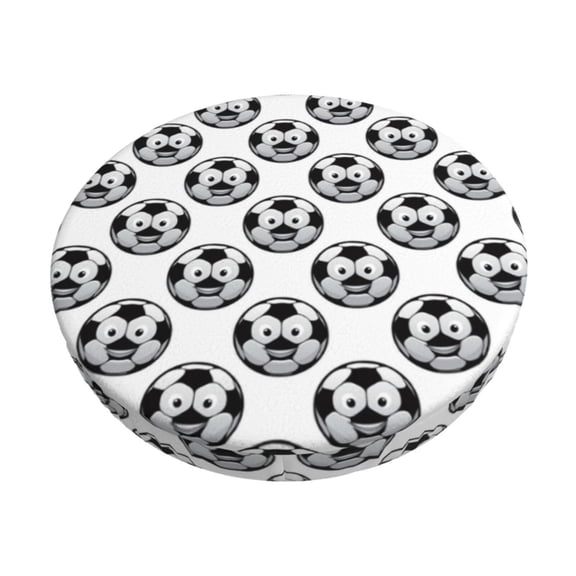 Kdxio Happy Soccer Print Stool Covers Round,Stretch Round Bar Stool Covers Washable Bar Stool Cushion Slipcover for 12-15 Inch Chair