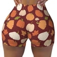 thumbnail image 1 of Kdxio Happy Thanksgiving Day Print Workout Shorts for Women Seamless Soft Smooth Gym Yoga Scrunch Active Shorts, 1 of 5