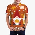 thumbnail image 1 of Kdxio Happy Thanksgiving Three Gnomes Print Men's Short Sleeve Polo Shirt,Midweight Men's Shirt, 1 of 5